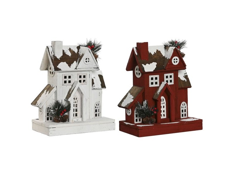 Коледна Украса Home ESPRIT Бял Червен 26 x 14 x 32 cm (2 броя)