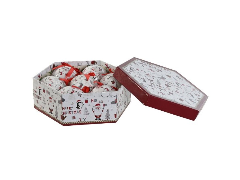 Коледни топки Home ESPRIT Бял Червен PVC (7 броя)