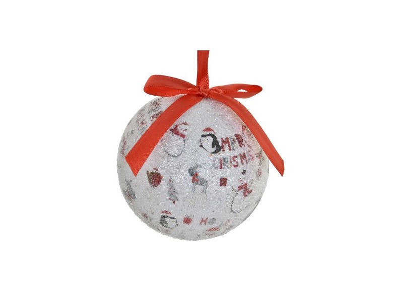 Коледни топки Home ESPRIT Бял Червен PVC (7 броя)
