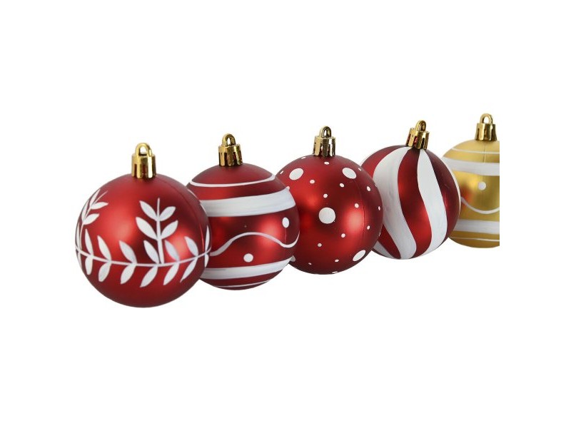 Коледни топки Home ESPRIT Червен Златен PVC 25 x 6 x 25 cm (16 Части)
