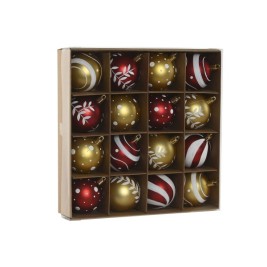 Коледни топки Home ESPRIT Червен Златен PVC 25 x 6 x 25 cm (16 Части)
