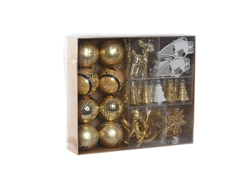 Коледни топки Home ESPRIT Златен полиетилен 28 x 6 x 24 cm (55 Части)