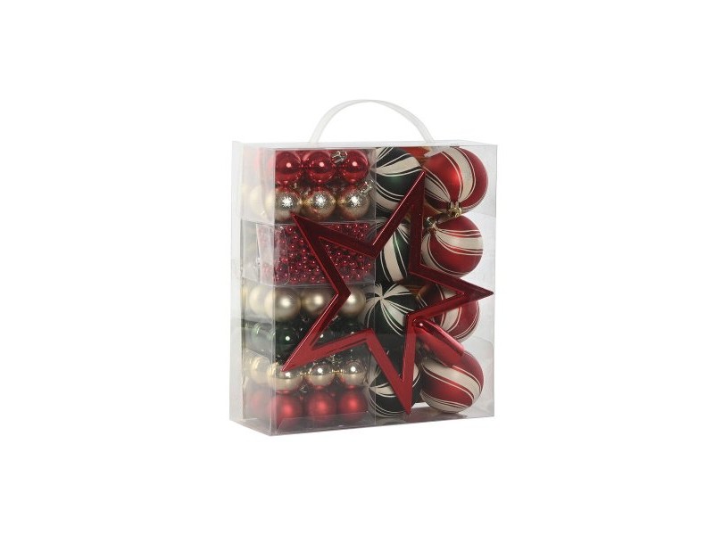 Коледни топки Home ESPRIT Червен Зелен полиетилен 21 x 6,5 x 27 cm (53 Части)