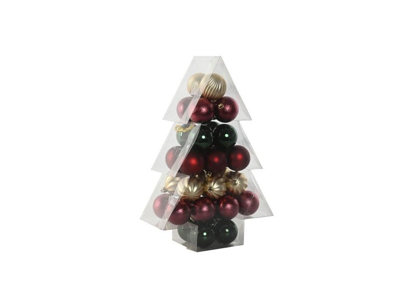 Коледни топки Home ESPRIT Червен Зелен полиетилен 28 x 12 x 42 cm (34 Части)