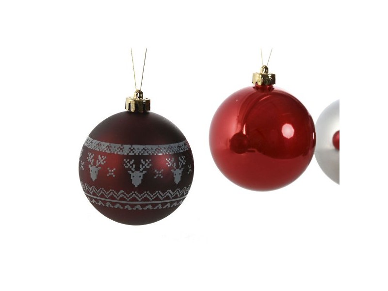Коледни топки Home ESPRIT Червен Сребрист полиетилен 21,5 x 21,5 x 22,5 cm (15 Части)