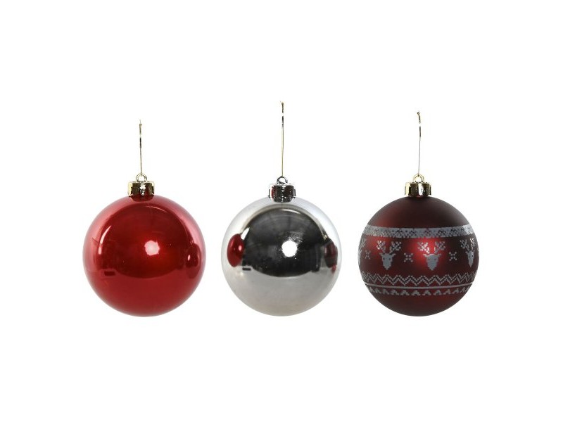 Коледни топки Home ESPRIT Червен Сребрист полиетилен 21,5 x 21,5 x 22,5 cm (15 Части)