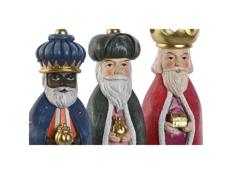 Коледна Украса Home ESPRIT Многоцветен Мъдреци 9,5 x 7,5 x 20 cm (3 Части)