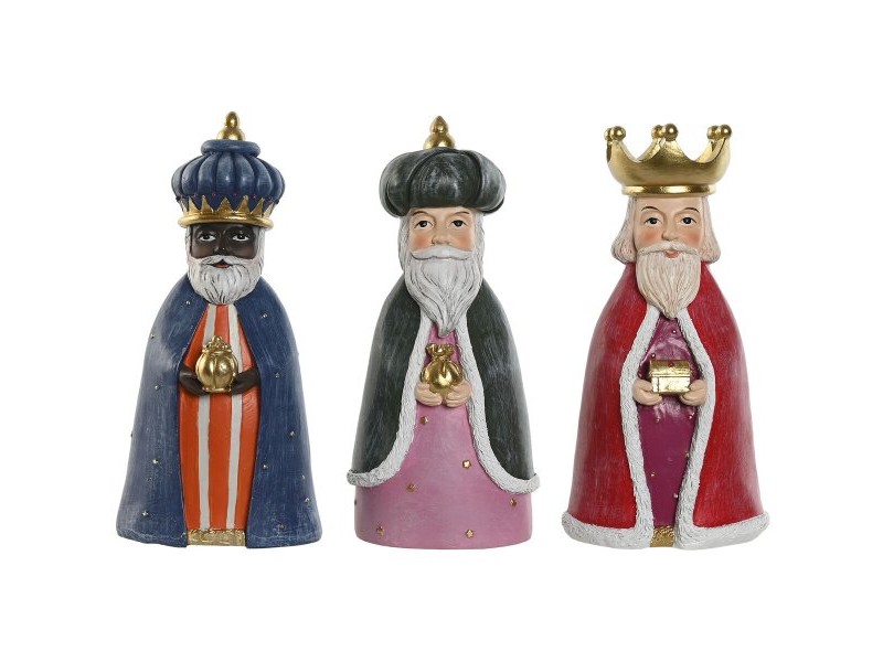 Коледна Украса Home ESPRIT Многоцветен Мъдреци 9,5 x 7,5 x 20 cm (3 Части)