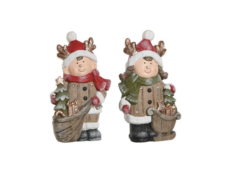 Коледна Украса Home ESPRIT Кафяв Червен 23 x 10,5 x 40 cm (2 броя)