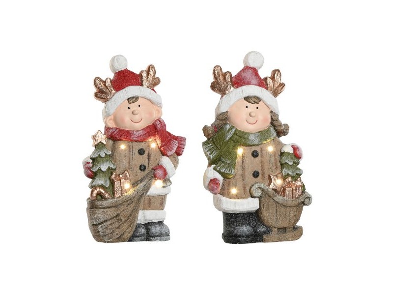 Коледна Украса Home ESPRIT Кафяв Червен 23 x 10,5 x 40 cm (2 броя)