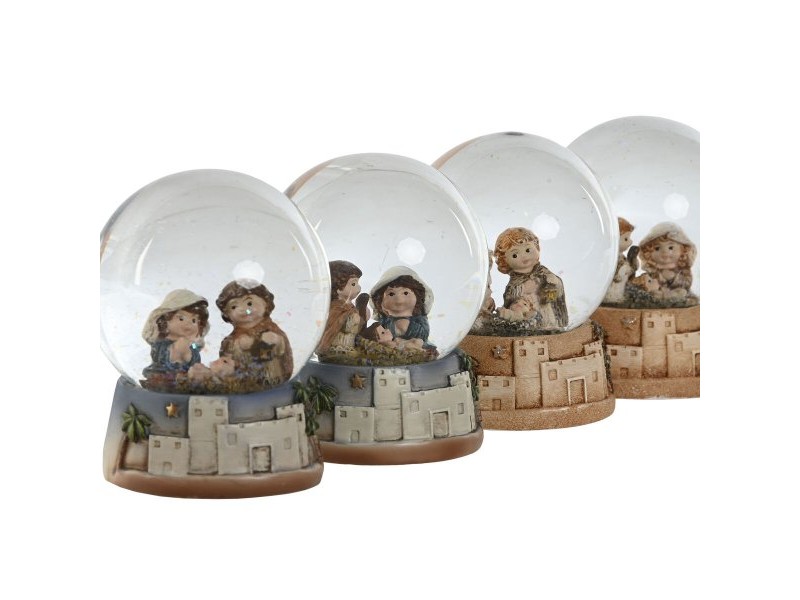 Рождествена Коледна Сцена Home ESPRIT Многоцветен Смола Алуминий Кристал 8 x 8 x 10 cm (4 броя)