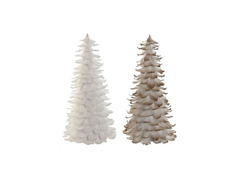 Коледно дърво Home ESPRIT Бял Златен Картон Перо 22 x 22 x 46 cm (2 броя)