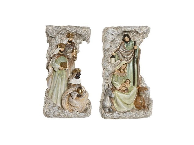 Рождествена Коледна Сцена Home ESPRIT Многоцветен Смола 19,5 x 11 x 31,5 cm (2 броя)