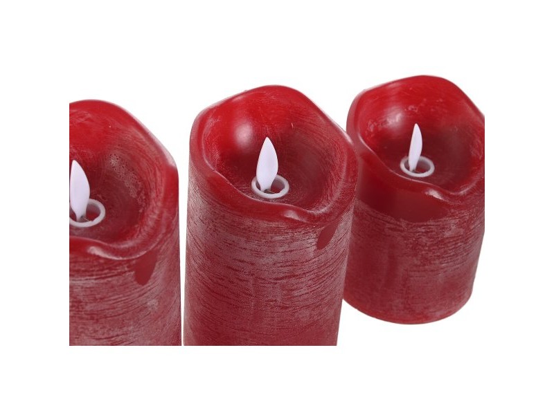 LED Свещ Home ESPRIT Червен 26,5 x 8 x 17 cm (3 Части)