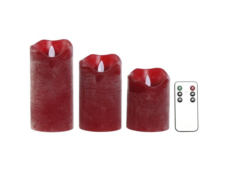 LED Свещ Home ESPRIT Червен 26,5 x 8 x 17 cm (3 Части)