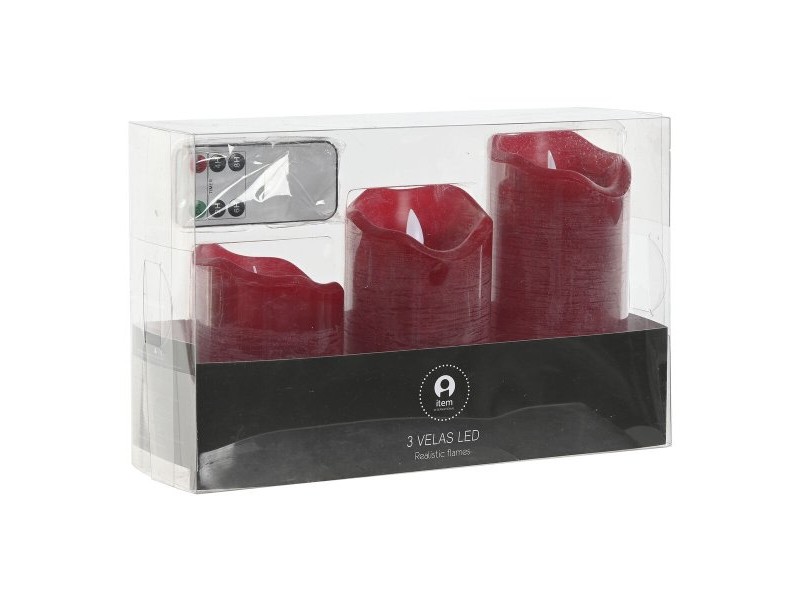 LED Свещ Home ESPRIT Червен 26,5 x 8 x 17 cm (3 Части) LED Свещ Home ESPRIT Червен 26,5 x 8 x 17 cm (3 Части)