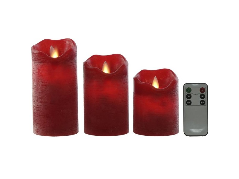 LED Свещ Home ESPRIT Червен 26,5 x 8 x 17 cm (3 Части)