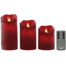 LED Свещ Home ESPRIT Червен 26,5 x 8 x 17 cm (3 Части)