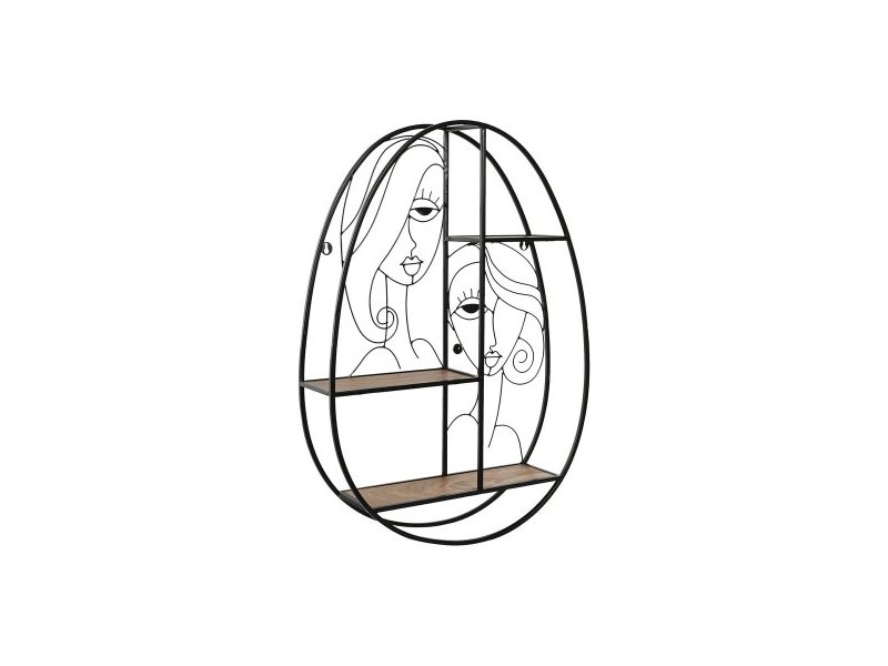 Лавица Home ESPRIT Черен Естествен Метал Дървен MDF 53 x 12,2 x 72 cm Стенен