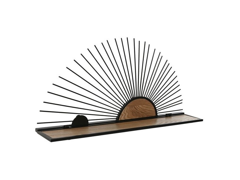 Лавица Home ESPRIT Черен Естествен Метал Дървен MDF 58 x 10,5 x 28 cm Стенен