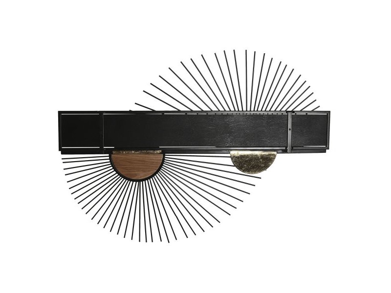 Лавица Home ESPRIT Черен Естествен Метал Дървен MDF 70 x 12 x 51 cm Стенен