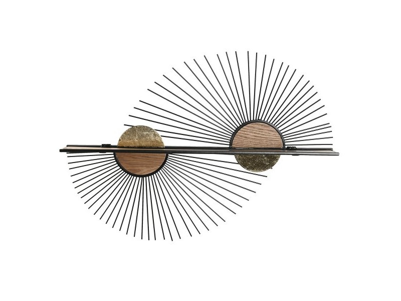 Лавица Home ESPRIT Черен Естествен Метал Дървен MDF 70 x 12 x 51 cm Стенен