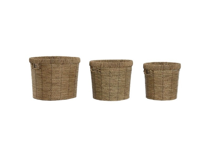 Комплект саксии Home ESPRIT Кафяв Метал влакно Тропически 36 x 36 x 29 cm