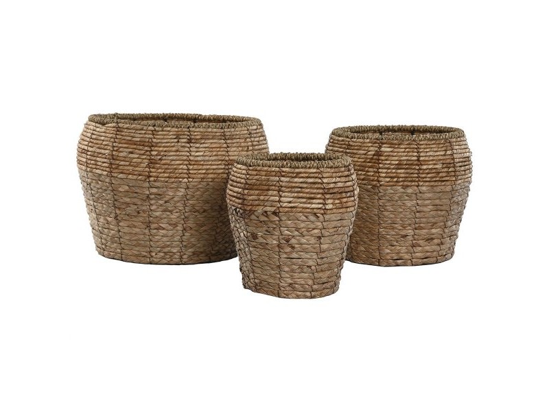 Комплект саксии Home ESPRIT Естествен Метал влакно Тропически 32 x 32 x 25 cm
