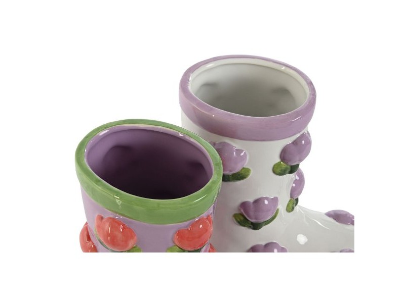 Саксия Home ESPRIT Бял Люляк Dolomite Ботуш 21 x 11 x 22 cm (2 броя)