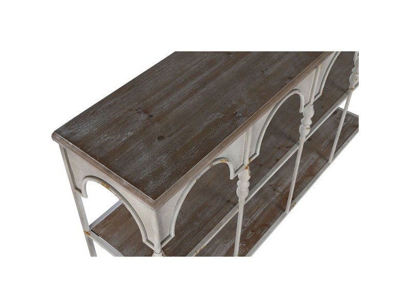 Лавица Home ESPRIT Бял Естествен Метал 159 X 36,5 X 91 cm