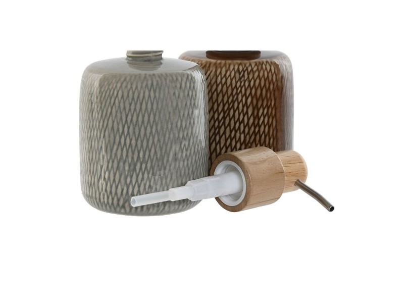 Дозатор за Сапун Home ESPRIT Кафяв Сив полиетилен Каменинов 8,5 X 8,5 X 16 cm (2 броя)