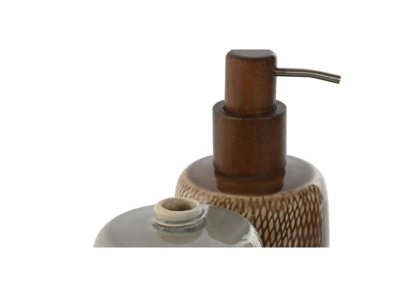 Дозатор за Сапун Home ESPRIT Кафяв Сив полиетилен Каменинов 8,5 X 8,5 X 16 cm (2 броя)