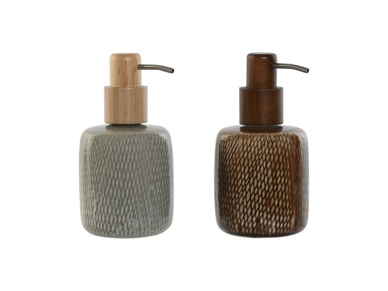 Дозатор за Сапун Home ESPRIT Кафяв Сив полиетилен Каменинов 8,5 X 8,5 X 16 cm (2 броя)