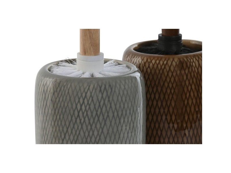 Четка за Баня Home ESPRIT Кафяв Сив полиетилен Каменинов 11 x 11 x 40 cm (2 броя)