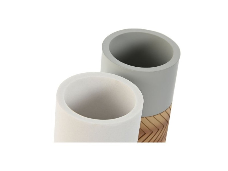 Чаша Home ESPRIT Бял Сив Естествен Смола 7 x 7 x 10,5 cm (2 броя)