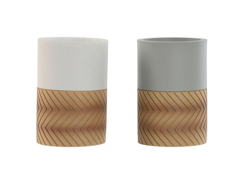 Чаша Home ESPRIT Бял Сив Естествен Смола 7 x 7 x 10,5 cm (2 броя)