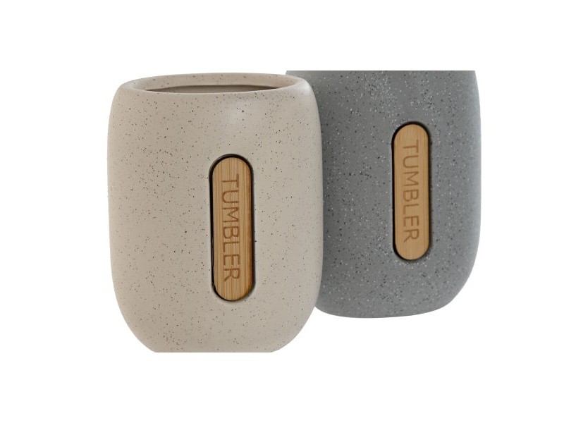 Поставка за четка за зъби Home ESPRIT Сив Сметана Dolomite 8,5 x 7 x 11 cm (2 броя)