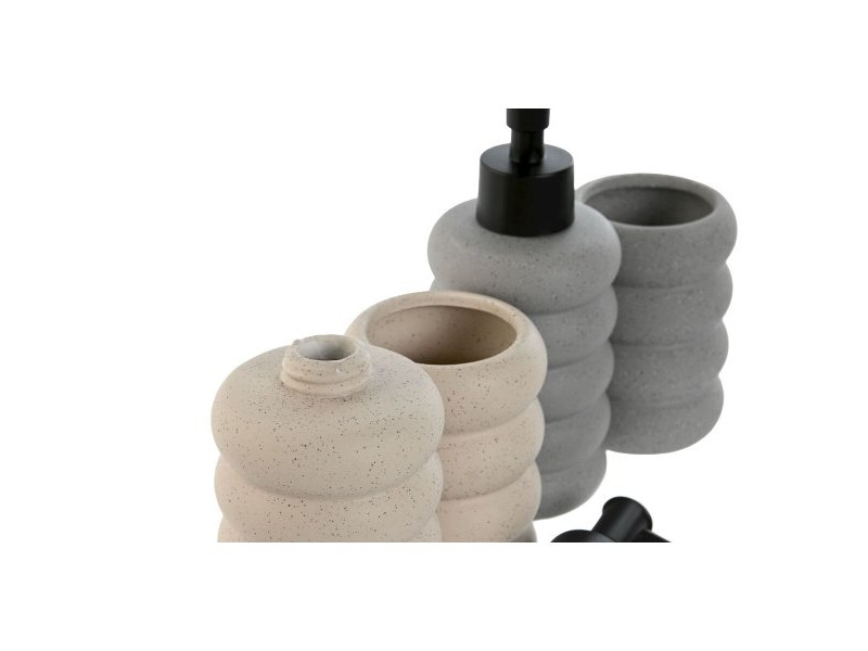 Дозатор за Сапун Home ESPRIT Черен Сив Сметана ABS Dolomite 7 x 7 x 17,5 cm (2 броя)