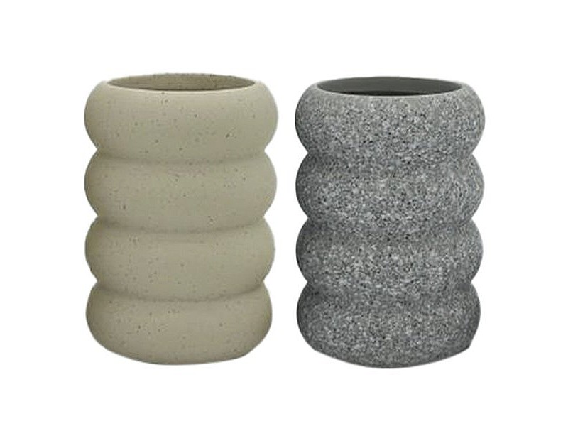 Поставка за четка за зъби Home ESPRIT Сив Сметана Dolomite 7 x 7 x 10 cm (2 броя)