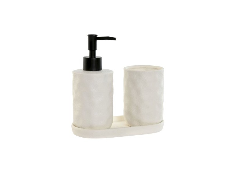 Комплект за Баня Home ESPRIT Бял ABS Dolomite 17,5 x 9,5 x 18 cm 3 Части