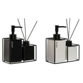 Комплект за Баня Home ESPRIT Бял Черен Метал Dolomite 14,5 x 8 x 17 cm 2 Части (2 броя)