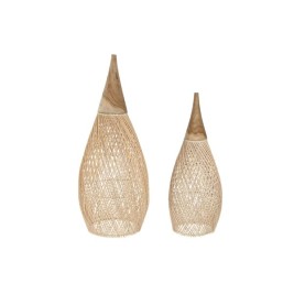 Купол на Лампа Home ESPRIT Естествен Бамбук тиково дърво 35 x 35 x 85 cm (2 броя)