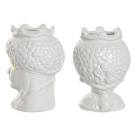 Саксия Home ESPRIT Бял Златен Порцелан 10 x 10 x 14 cm (2 броя)