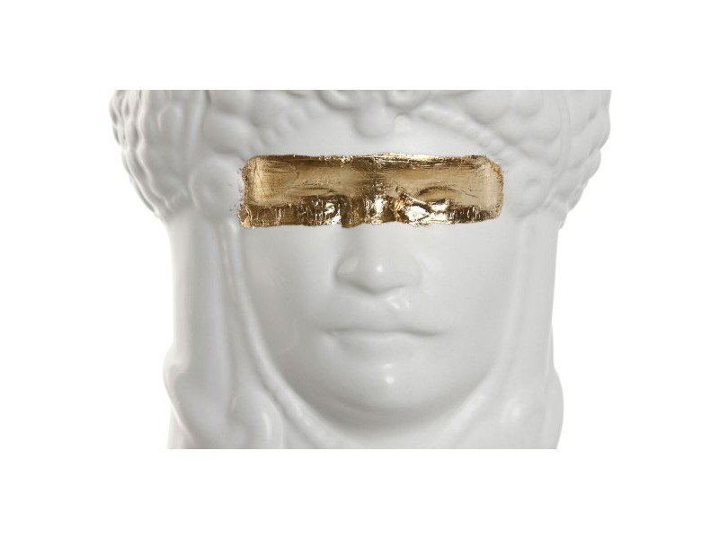 Саксия Home ESPRIT Бял Златен Порцелан 10 x 10 x 14 cm (2 броя)