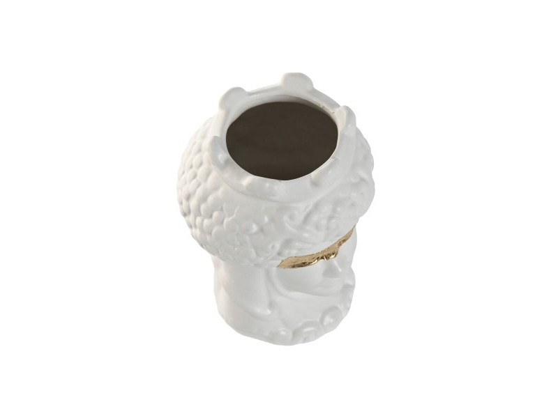 Саксия Home ESPRIT Бял Златен Порцелан 10 x 10 x 14 cm (2 броя)