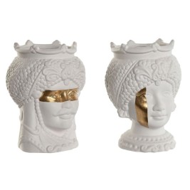 Саксия Home ESPRIT Бял Златен Порцелан 15 x 15 x 26.5 cm (2 броя)