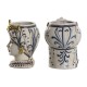 Саксия Home ESPRIT Син Бял Златен Порцелан 15 x 15 x 26 cm (2 броя)