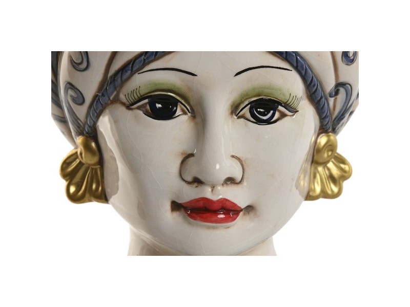 Саксия Home ESPRIT Син Бял Златен Порцелан 15 x 15 x 26 cm (2 броя)