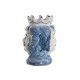 Саксия Home ESPRIT Син Бял Порцелан 15 x 15 x 26 cm