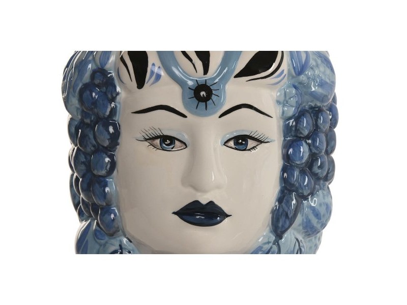 Саксия Home ESPRIT Син Бял Порцелан 15 x 15 x 26 cm